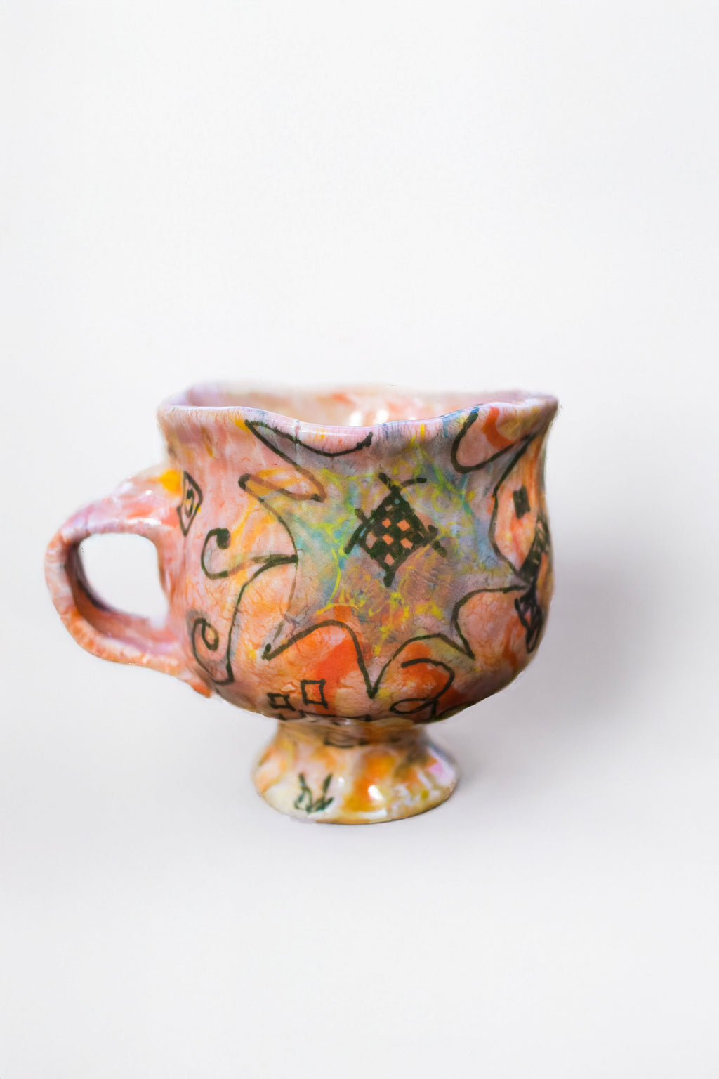 Porcelain Pink Glaze Starburst Mug