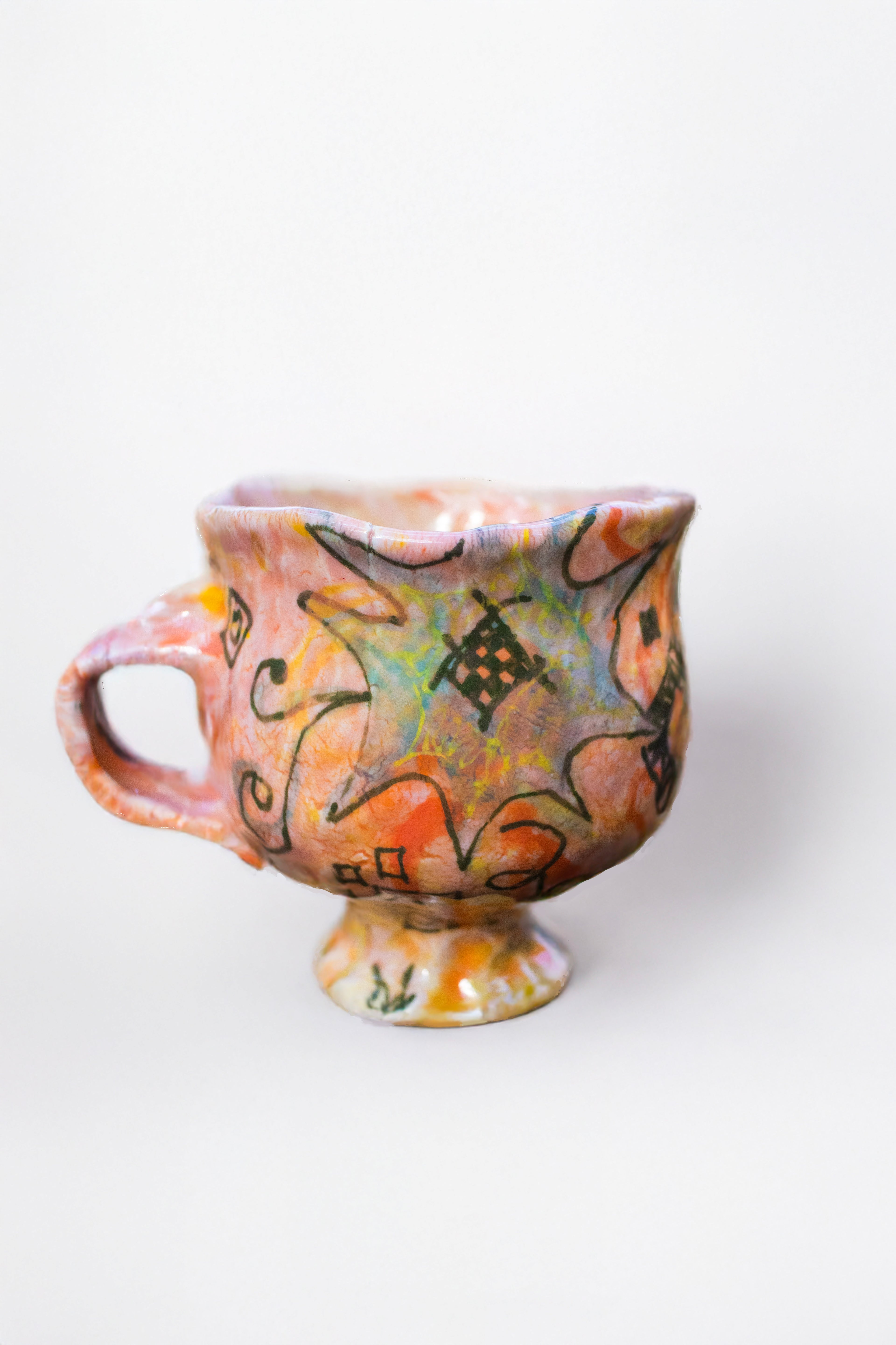Porcelain Pink Glaze Starburst Mug